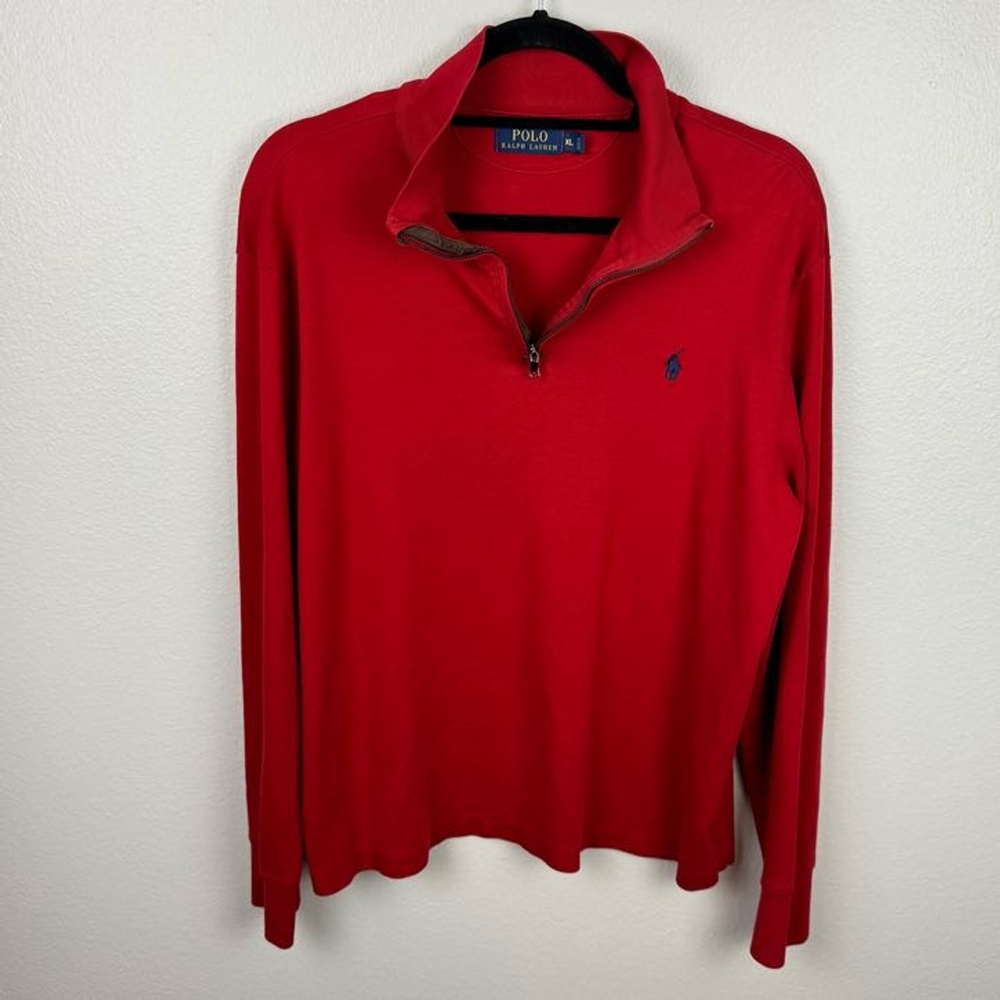 Polo Ralph Lauren Mens XL Red Quarter Zip Long Sleeve Pony Logo Pullover Sweater
